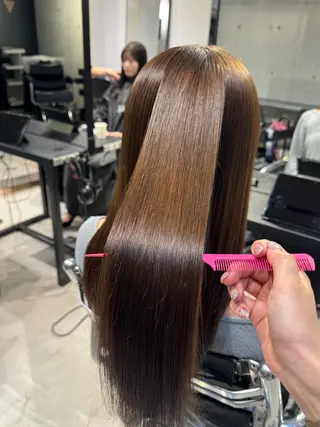ロング カラー パーマ ヘアアレンジ 艶髪縮毛矯正/透明感 カラー/YUKAのヘアスタイル