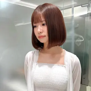 ショート カラー 癖毛救済✂️ボブ /髪質改善ストレートのヘアスタイル