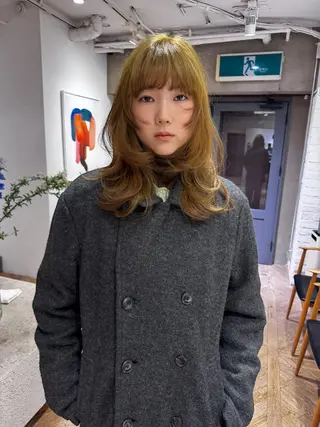 セミロング カラー 縮毛矯正特化型美容師 名古屋LORENハダのヘアスタイル