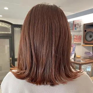 セミロング カラー 暖色カラー🧡 ボブ🧚‍♀️マナのヘアスタイル