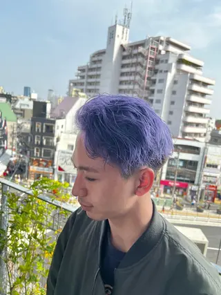 カラー メンズ ダブルカラー寒色系 ボリューム改善ハヤトのヘアスタイル