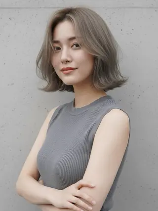 ミディアム カラー 🉐渋谷・ブリーチ ⭐️縮毛モデル🉐のヘアスタイル