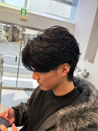 ミディアム カラー パーマ メンズ キッズ 【メンズパーマ特化】 壱岐祥一朗のヘアスタイル