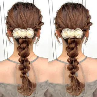ロング ヘアアレンジ ヘアメ🎀ハイトーン 🩵エクステ🪄しほのヘアスタイル