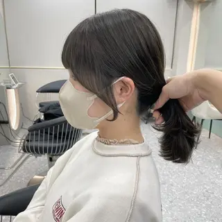 ミディアム 透明感オリーブ🫒/ ブリーチなしWカラーのヘアスタイル
