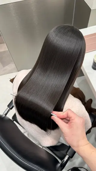ロング 縮毛矯正クロスパーマ 益子達也のヘアスタイル