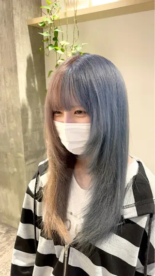セミロング メンズパーマ/ ハイトーン/タニザキのヘアスタイル