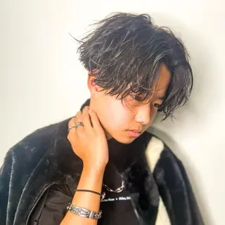 ショート カラー パーマ メンズ 🔥メンズ極🔥韓国 シャドウ/波巻き柿崎のヘアスタイル