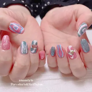 ミディアム ネイル 🐾enen style 🐾のネイルデザイン