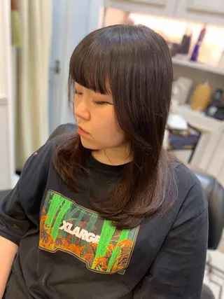ロング カラー パーマ フリーランス理美容師 いさかのヘアスタイル
