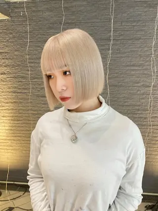ショート カラー ヘアアレンジ 🎀透明感カラー 韓国ヘア🎀mahoのヘアスタイル