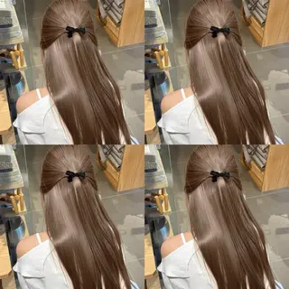 セミロング 透明感♡グレージュ ♡ミルクティー♡のヘアスタイル
