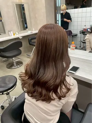 ロング カラー ダブルカラー/🐻 ベージュ‎/ピンクのヘアスタイル