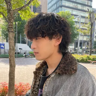 ショート カラー パーマ ヘアアレンジ メンズ 亀井隆汰/メンズ専門 パーマ/フェード可のヘアスタイル