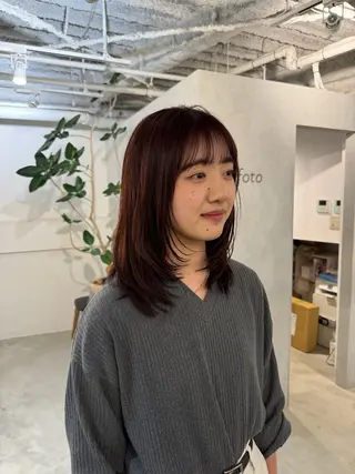 セミロング 新宿/顔周りカット +レイヤー=しずく♩のヘアスタイル