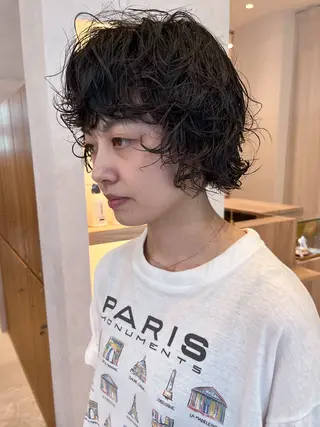 ミディアム パーマ 小川 光のヘアスタイル