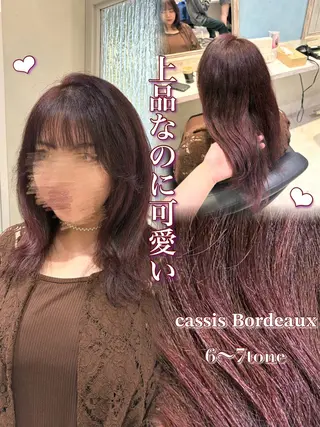 セミロング みゆう🎀ヘアカラー /縮毛矯正/ブリーチのヘアスタイル