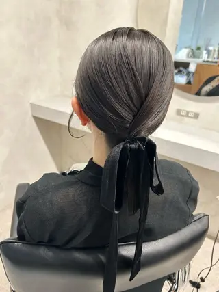 ミディアム ヘアアレンジ 🎀HARU/ボブ/ セット/赤み消し🫧のヘアスタイル