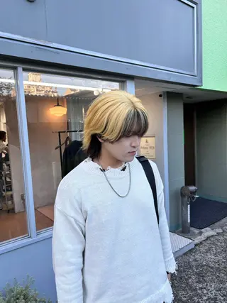 ミディアム カラー メンズ 岩城 滉成のヘアスタイル