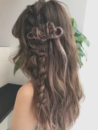 セミロング ヘアアレンジ エクステ/レイヤー 落合/心斎橋のヘアスタイル