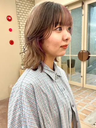 ミディアム カラー 矢場町/栄/上前津/ 佐藤祐希のヘアスタイル