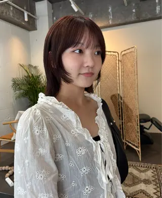 ミディアム カラー 永田 愛莉のヘアスタイル