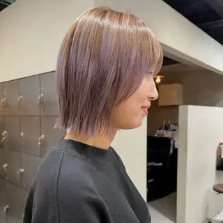 ショート カラー ボブ/グレージュ ブリーチなし/ひなこのヘアスタイル