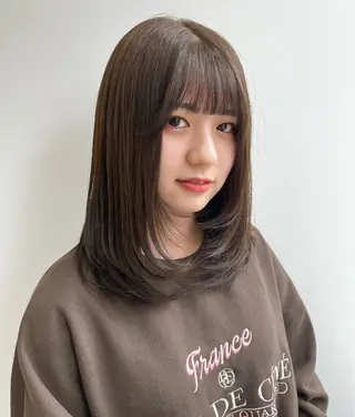 ミディアム カラー ヘアアレンジ 暖色韓国ヘア🩷 Yuukaのヘアスタイル