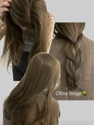 ロング カラー 落合希 Olivebeigeのヘアスタイル