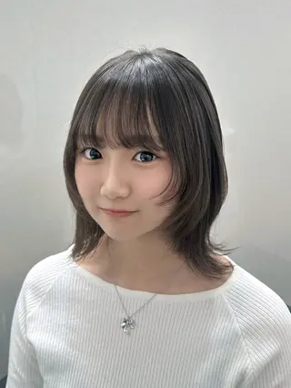 ミディアム パーマ ダメージレスブリーチ ×美髪矯正【滝太】のヘアスタイル