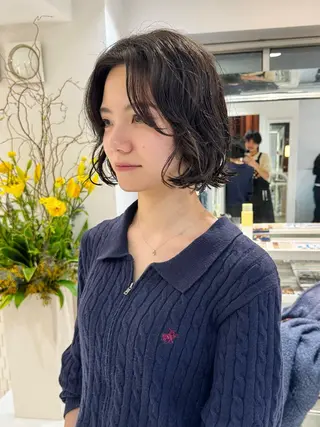 ショート パーマ デジタルパーマ 🌀ボブ　萩原　龍のヘアスタイル