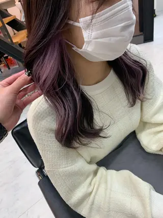 ロング カラー 🌷ラベンダーピンク 顔まわり🌷ねいろのヘアスタイル