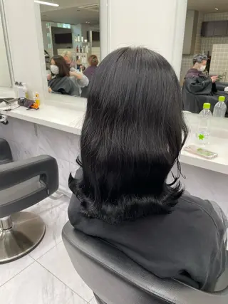 ミディアム カラー パーマ ヘアアレンジ メンズ キッズ ネイル マツエク・マツパ アイブロウ 🦋縮毛/韓国レイヤ ー/透明感カラー🦋のヘアスタイル