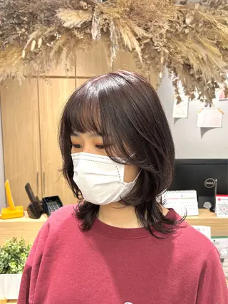 ミディアム カラー 韓国ヘア×レイヤー カット/上田丈也のヘアスタイル