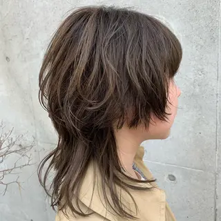 セミロング メンズ ウルフ、レイヤー 、メンズカットSHOのヘアスタイル
