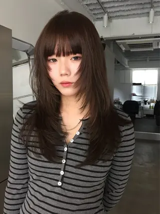 セミロング カラー 福岡似合わせレイヤー /ウルフ/ハイトーンのヘアスタイル