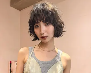 ミディアム カラー パーマ 大島 康暉のヘアスタイル