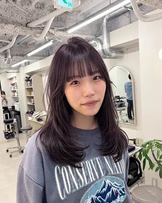 セミロング カラー 盛れる艶カラー× レイヤーカット/咲来のヘアスタイル