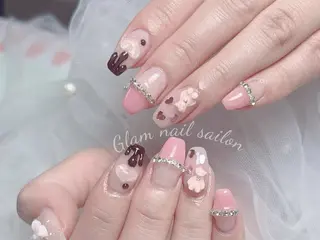 ネイル エツメ💅 長さ出し🎀デザインのネイルデザイン