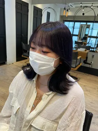 セミロング 新宿/顔周りカット +レイヤー=しずく♩のヘアスタイル