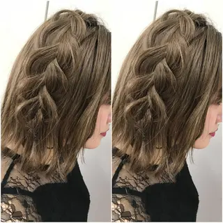 ミディアム ヘアアレンジ 全席個室 暖色カラー Zina松園優香🌸のヘアスタイル