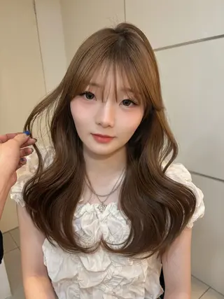 ミディアム カラー 🤎韓国ヘア ベージュ まゆか🤎のヘアスタイル