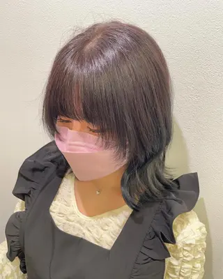 ミディアム カラー 渡部凌我 小顔ウルフ ハイトーンカラーのヘアスタイル