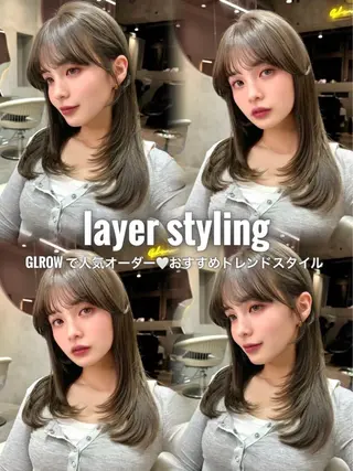 セミロング カラー ヘアアレンジ 大宮 韓国系 ワンカラー 二響のヘアスタイル