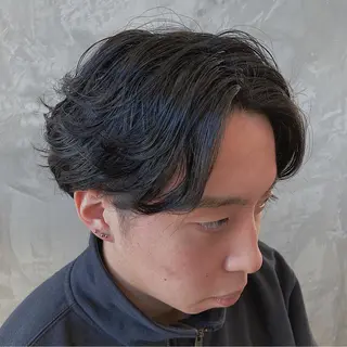 ミディアム パーマ メンズ 波巻きスパイラルパー マ/シャドウパーマ駿のヘアスタイル