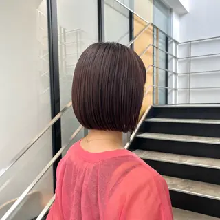 ミディアム カラー ボブ/レイヤー/ ハッシュカット/河内のヘアスタイル