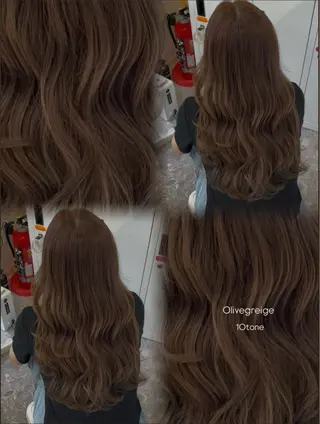 ロング カラー オリーブカラー/ 縮毛矯正 マナミ🎀のヘアスタイル