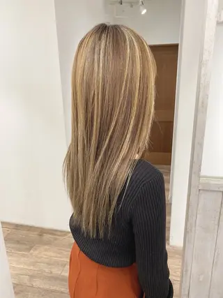 ロング カラー ハイライト⭐️上野 高広のヘアスタイル