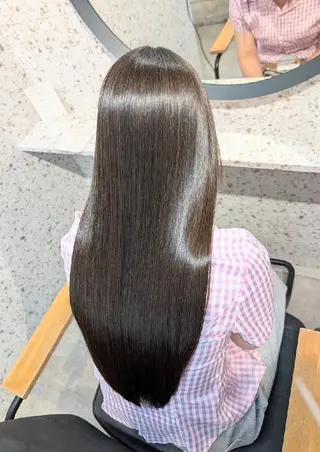 ロング パーマ mood 髪質改善 ダブルカラーのヘアスタイル