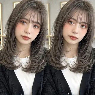 ミディアム ✨顔周りで垢抜け🦋 韓国レイヤー✨北千住のヘアスタイル